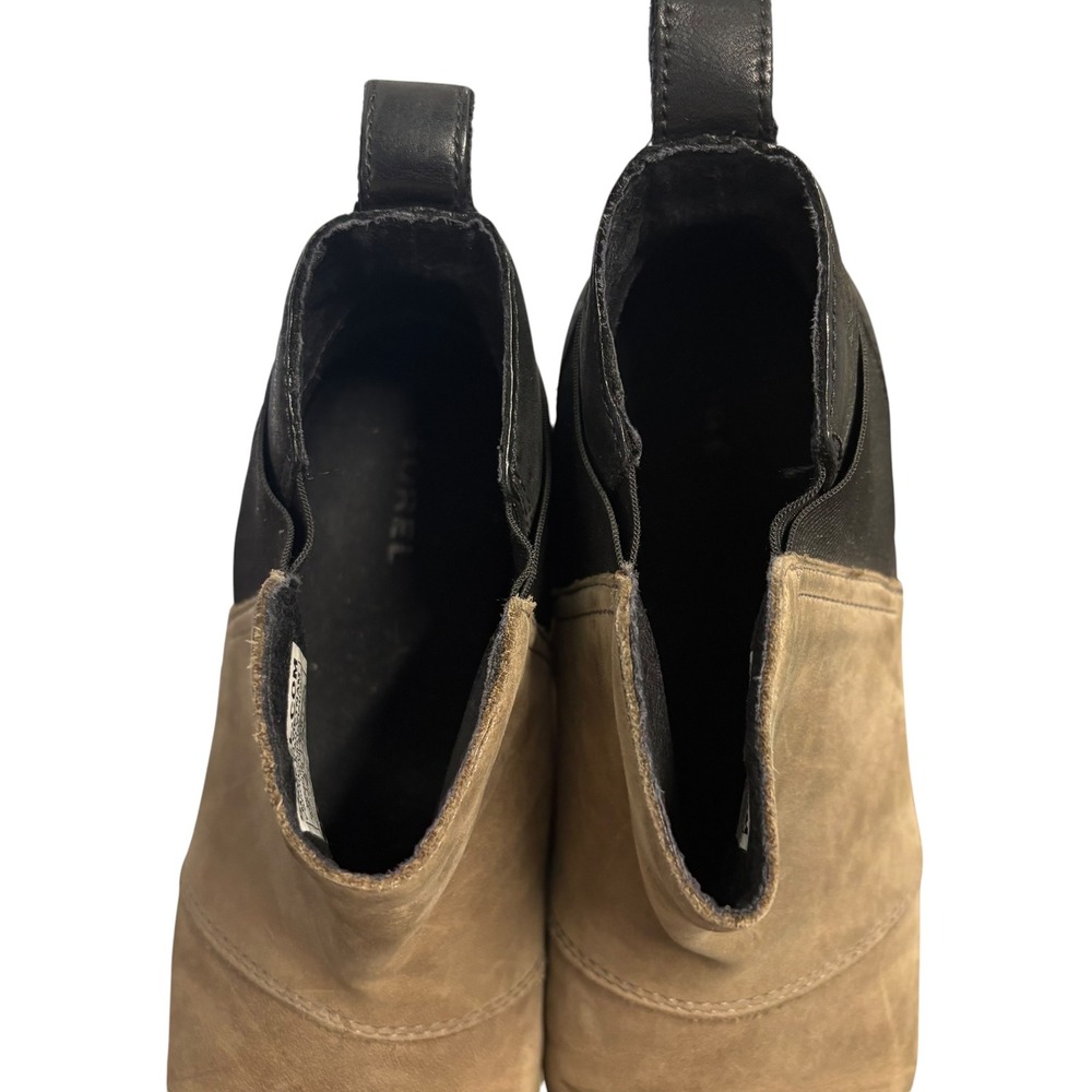 Sorel Emelie Chelsea Waterproof Leather Boots Quarry Black NL3719-052 Womens 8.5 - Picture 9 of 11